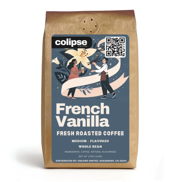 Colipse French Vanilla flavored whole bean coffee