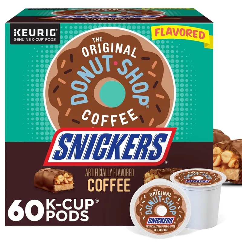 The Original Donut Shop Snickers flavored Keurig K-Cup pods box